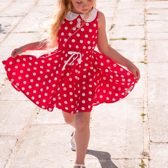 Eleanor Rose Bessie Minnie Mouse Red & White Polka Dot Dress - Size 8 EUC - Picture 1 of 6